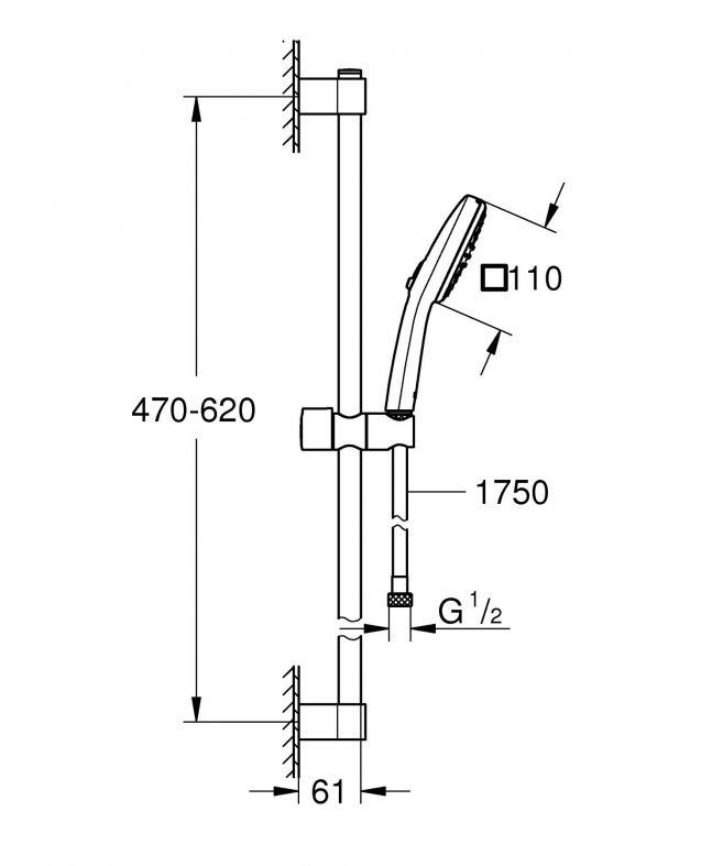 Душевой гарнитур Grohe Tempesta Cube 110 черный матовый 267482433