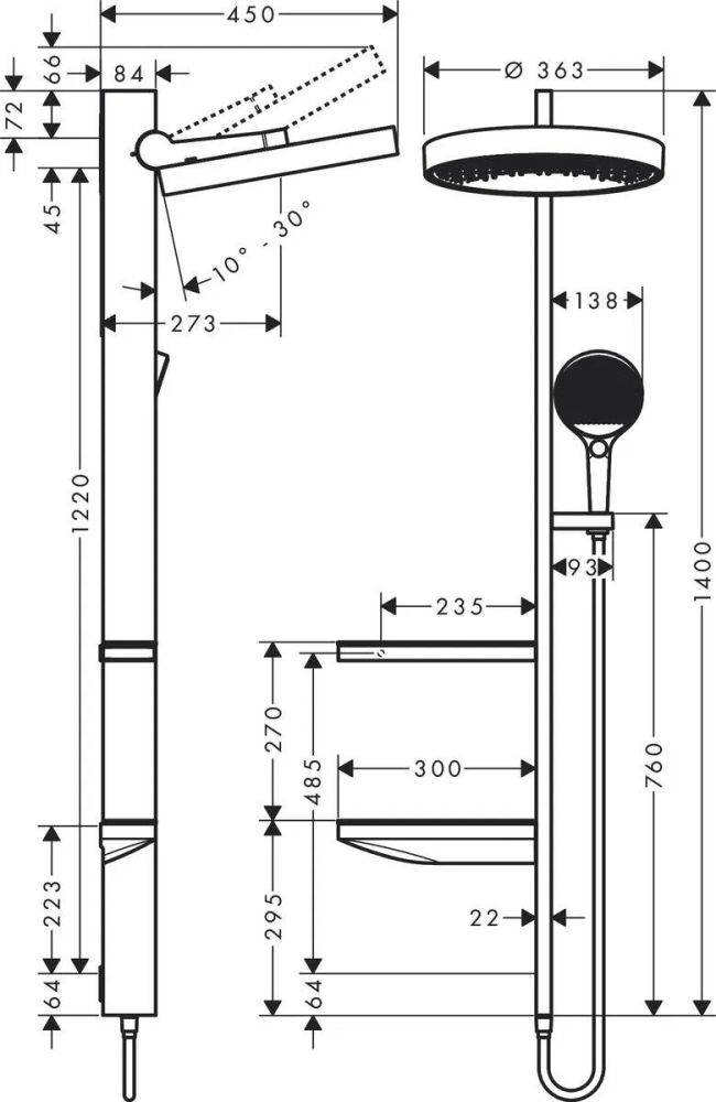 Душова система Hansgrohe Rainfinity білий матовий 26842700
