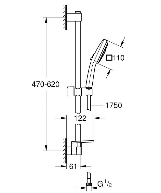 Душовий гарнітур Grohe Tempesta Cube 110 хром 26907003