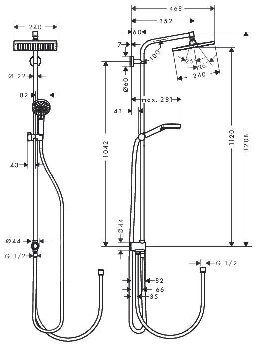 Душова система Hansgrohe Crometta E хром 27289000
