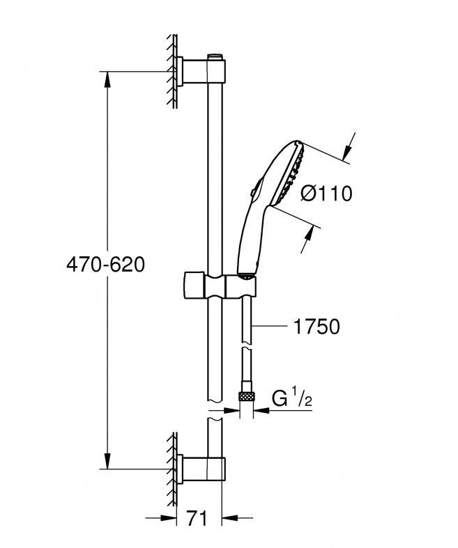Душевой гарнитур Grohe Vitalio Start 110 хром 27948001
