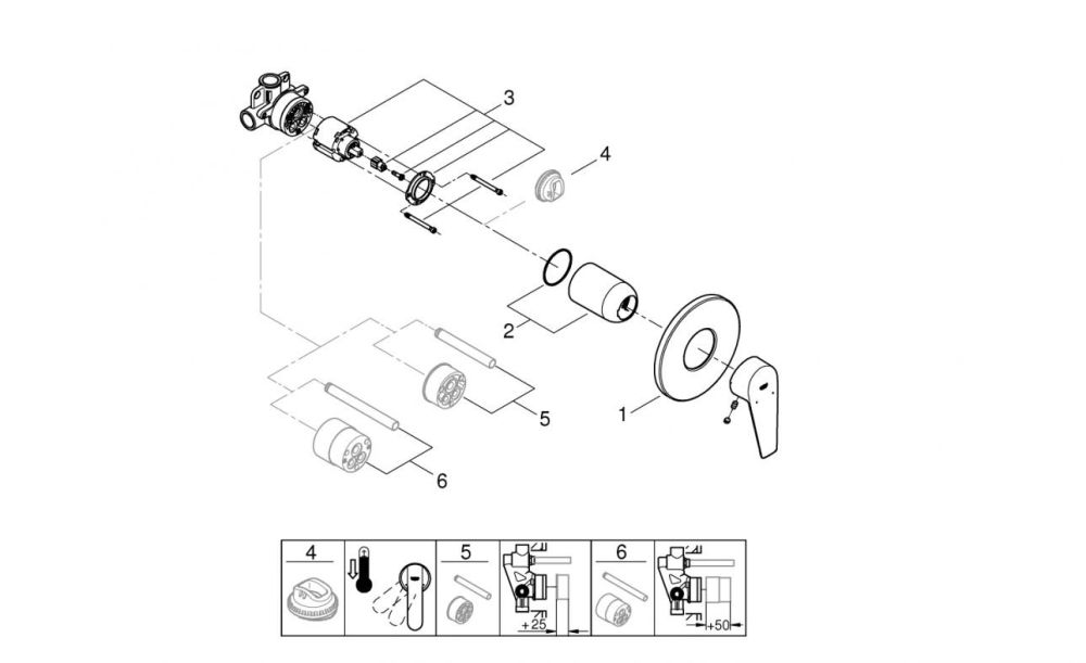 Смеситель скрытого монтажа Grohe BauEdge New хром 29040001