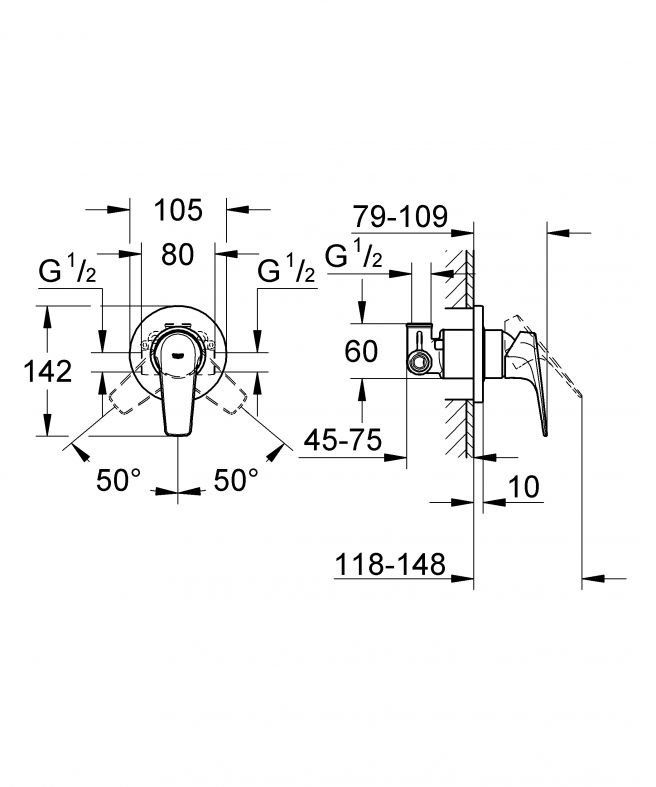 Змішувач прихованого монтажу Grohe BauFlow хром 29046000