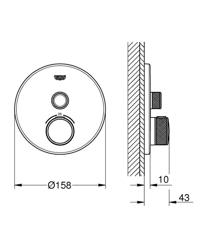 Смеситель скрытого монтажа Grohe Grohtherm SmartControl графит темный матовый 29118AL0