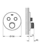 Смеситель скрытого монтажа Grohe Grohtherm SmartControl суперсталь 29119DC0