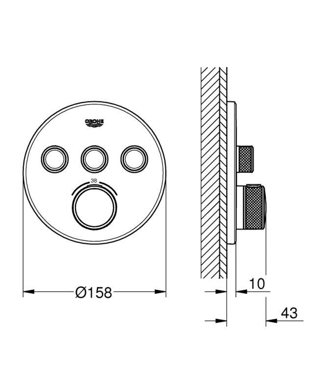 Змішувач прихованого монтажу Grohe Grohtherm SmartControl суперсталь 29121DC0