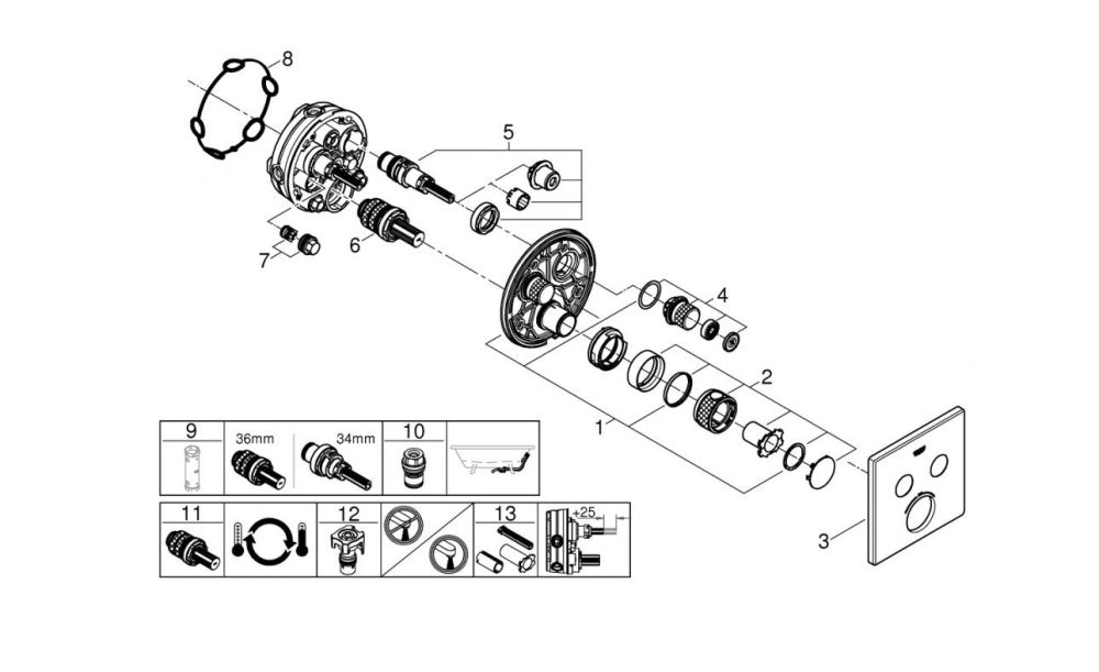 Змішувач прихованого монтажу Grohe Grohtherm SmartControl хром 29124000
