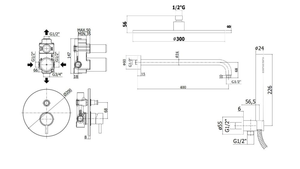 Душова система прихованого монтажу Paffoni Shower медове золото KITLIG015HG300