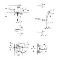 Набір змішувачів Grohe EuroSmart 3 в 1 чорний матовий UA123246M243