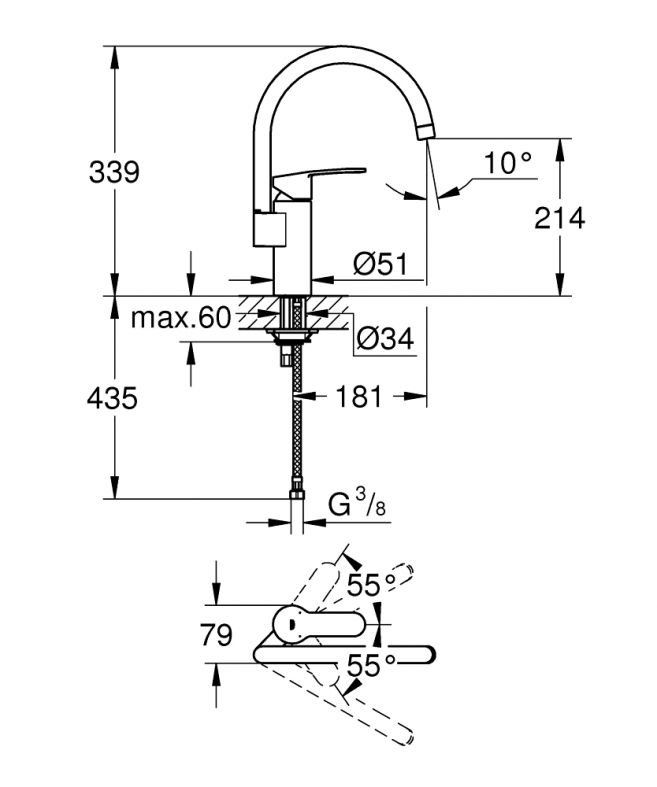 Змішувач для кухні Grohe Eurostyle Cosmopolitan хром 30221002