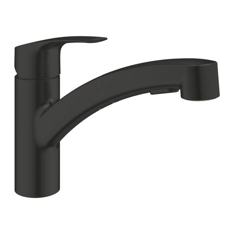 Змішувач для кухні Grohe Eurosmart New чорний матовий 303052431 з висувною лійкою