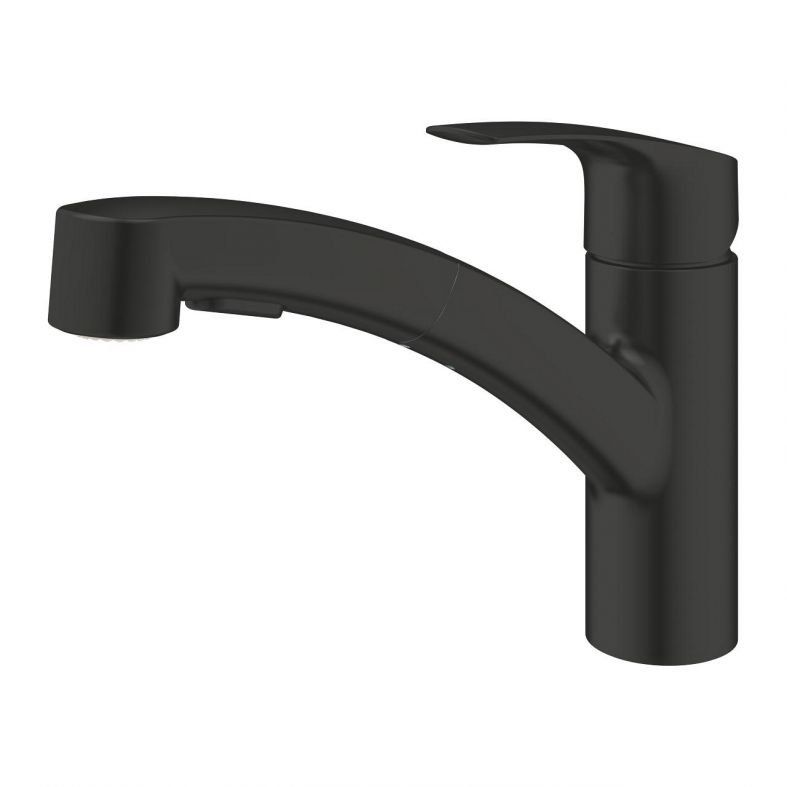 Змішувач для кухні Grohe Eurosmart New чорний матовий 303052431 з висувною лійкою