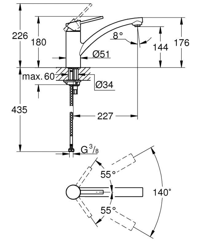 Змішувач для кухні Grohe Swift хром 30358000