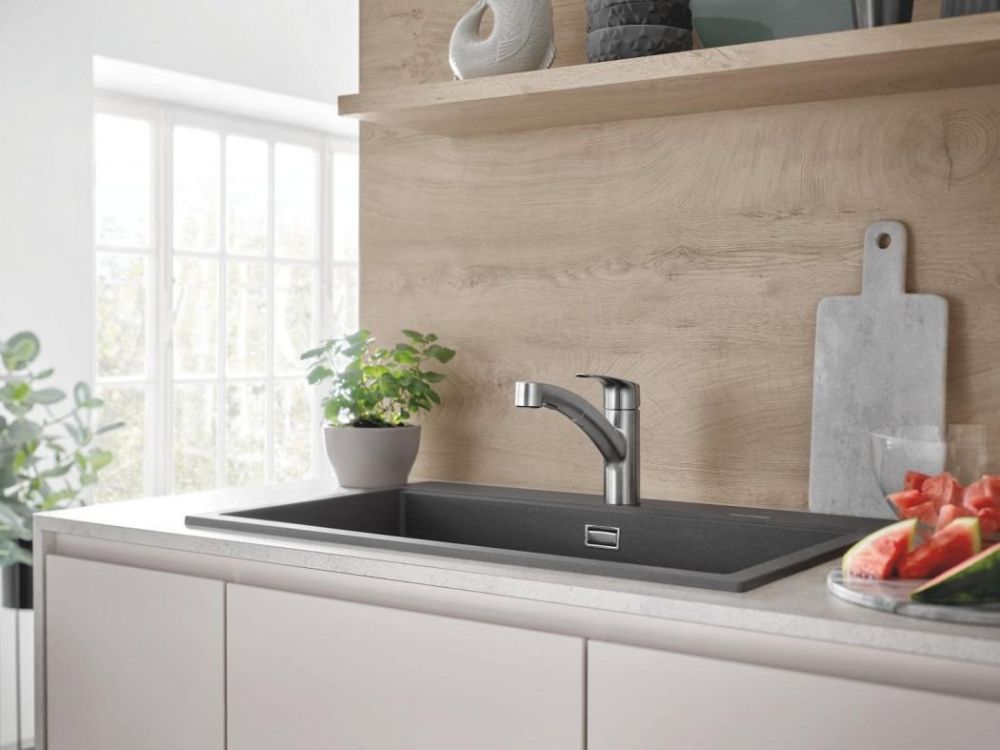 Змішувач для кухні Grohe Via суперсталь 30406DC0 з висувною лійкою