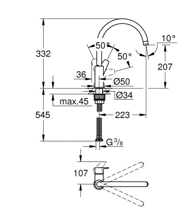 Змішувач для кухні Grohe StartEdge хром 30529001