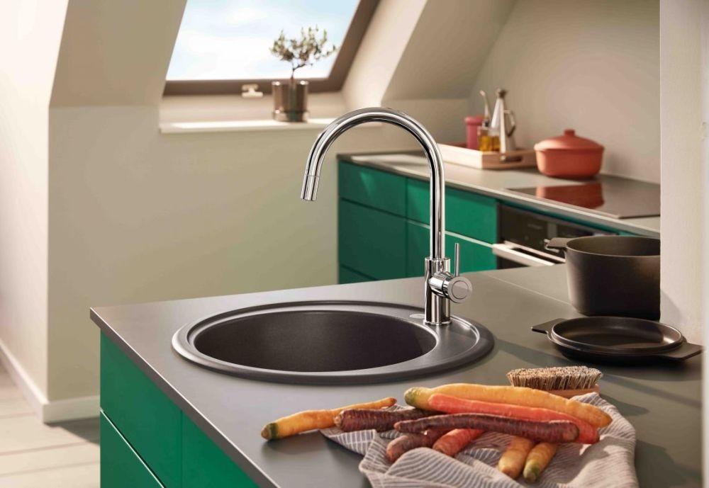 Змішувач для кухні Grohe BauClassic хром 30573000 з висувною лійкою