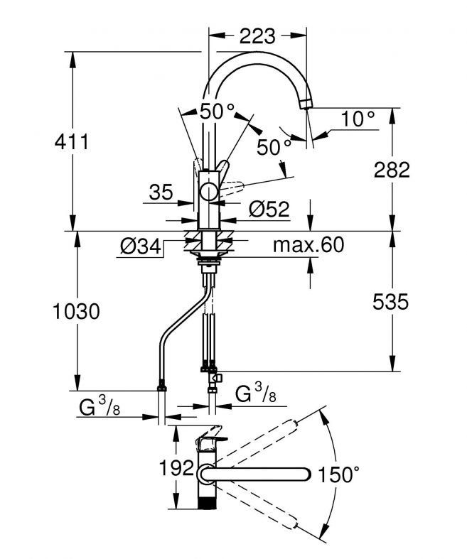 Змішувач для кухні Grohe BauCurve хром 30580000 під фільтровану воду