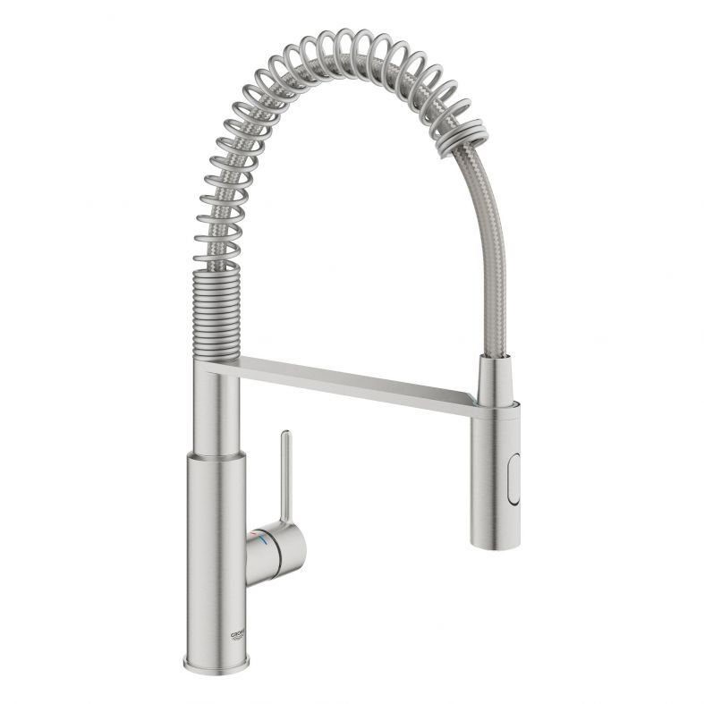 Змішувач для кухні Grohe Via Cosmo суперсталь 30614DC0 з висувною лійкою
