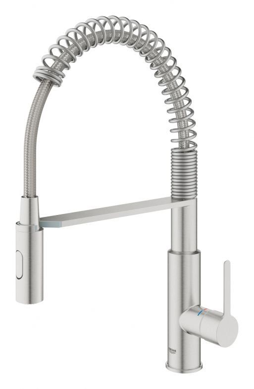 Змішувач для кухні Grohe Via Cosmo суперсталь 30614DC0 з висувною лійкою