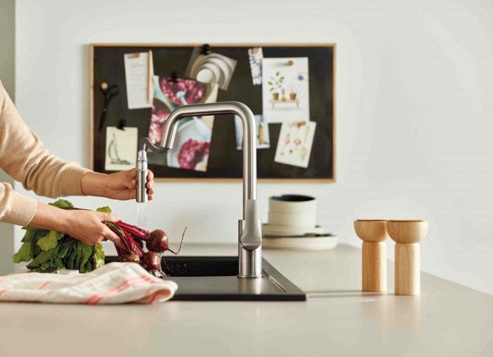 Змішувач для кухні Grohe Eurosmart суперсталь 30619DC0 з висувною лійкою