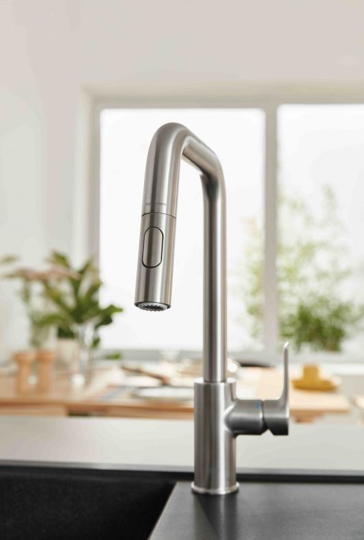 Змішувач для кухні Grohe Eurosmart суперсталь 30619DC0 з висувною лійкою