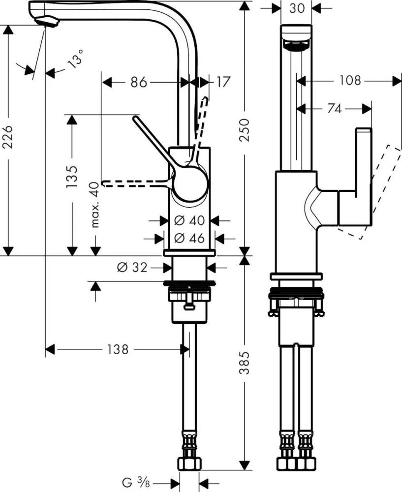 Змішувач для раковини Hansgrohe Metris S хром 31161000