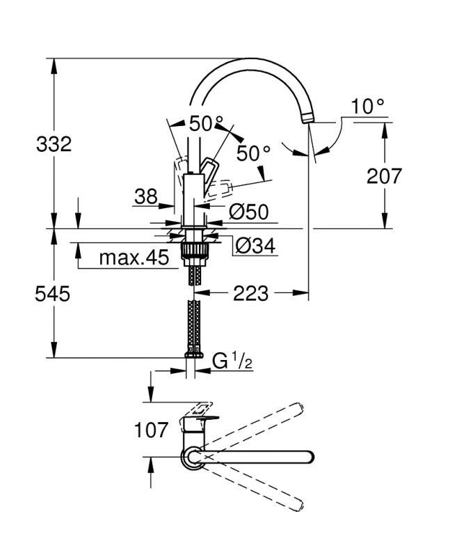 Змішувач для кухні Grohe BauLoop old хром 31232001
