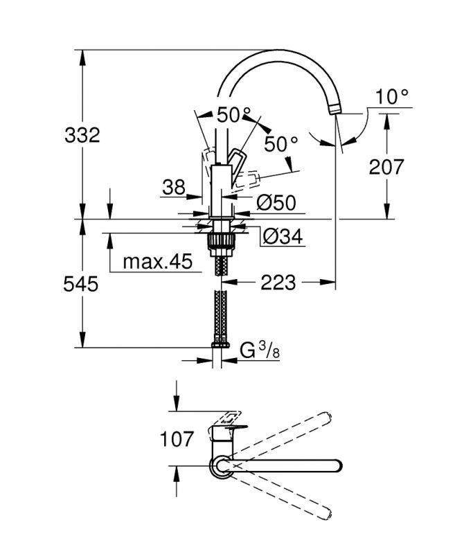 Змішувач для кухні Grohe BauLoop хром 31368001