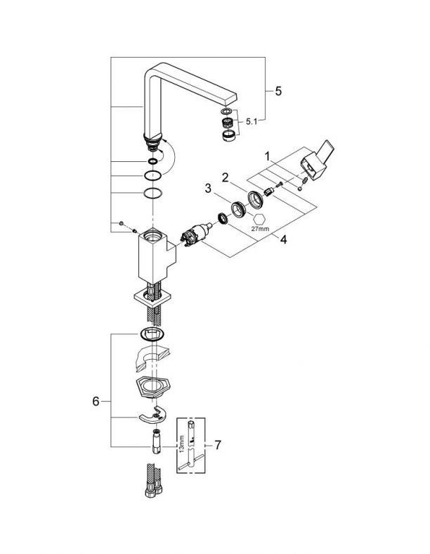 Змішувач для кухні Grohe Sail Cube хром 31393000