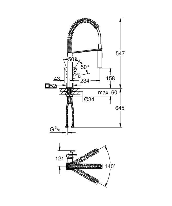 Смеситель для кухни Grohe Eurocube хром 31395000