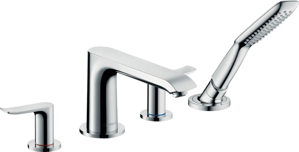 Змішувач на борт ванни Hansgrohe Metris хром 31442000 з душовим гарнітуром