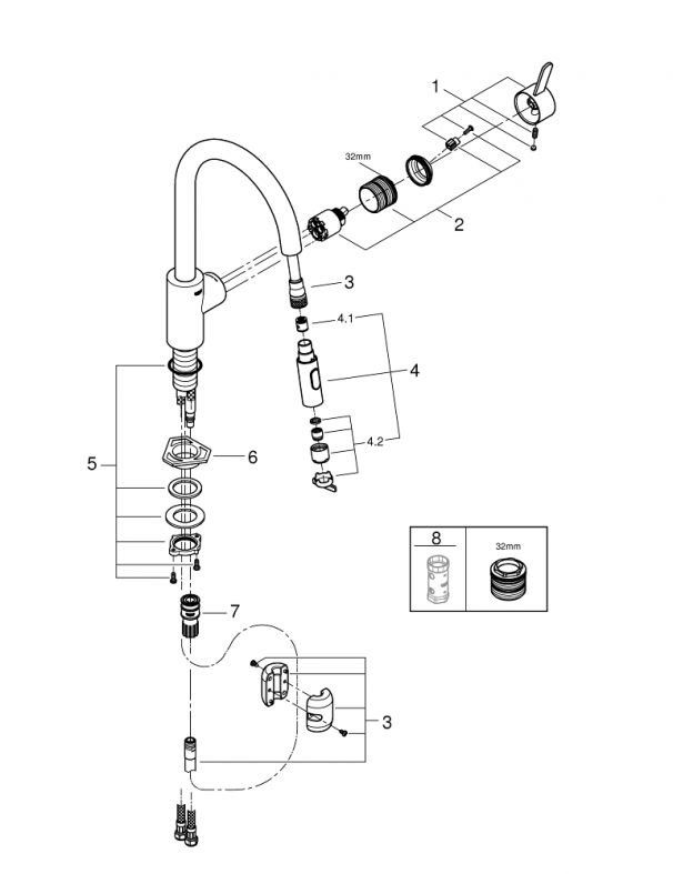Змішувач для кухні Grohe Eurosmart Cosmopolitan хром 31481001 з висувною лійкою