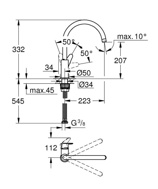 Змішувач для кухні Grohe Start Curve хром 31554001