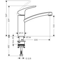 Змішувач для кухні Hansgrohe Focus сталь 31806800