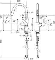 Змішувач для кухні Hansgrohe Focus M41 чорний матовий 31815670 з висувною лійкою