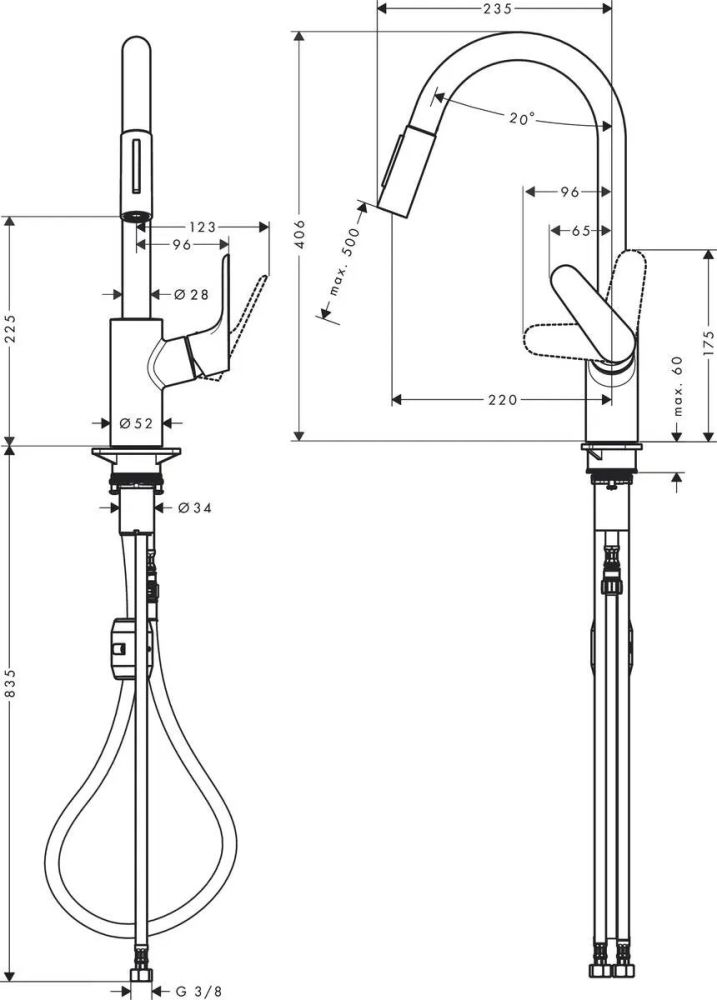 Змішувач для кухні Hansgrohe Focus M41 хром 31833000 з висувною лійкою
