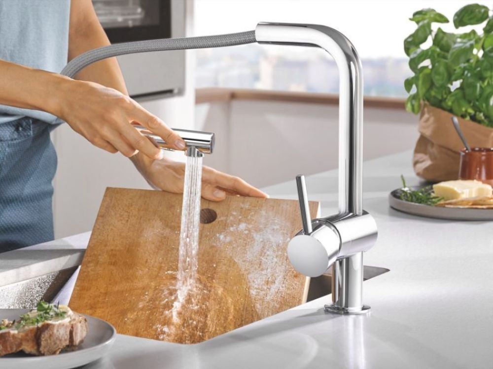 Змішувач для кухні Grohe Minta хром 32168000 з висувною лійкою
