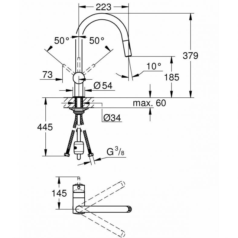 Змішувач для кухні Grohe Minta хром 32321002 з висувною лійкою