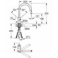 Змішувач для кухні Grohe Minta хром 32321002 з висувною лійкою