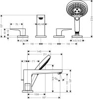 Смеситель на борт ванны Hansgrohe Metropol хром 32553000 с душевым гарнитуром