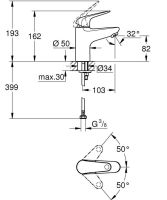 Змішувач для раковини Grohe Euroeco хром 32734001
