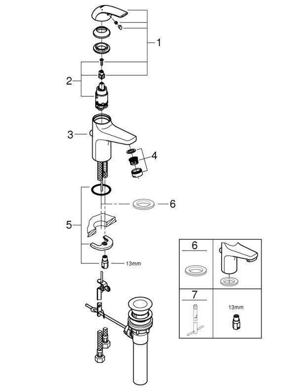 Змішувач для раковини Grohe BauCurve хром 32805000