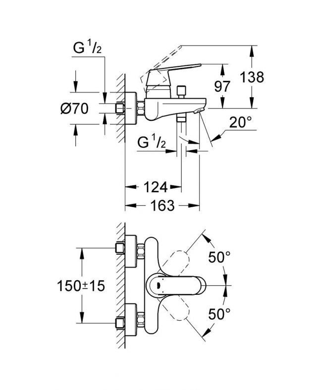 Змішувач для ванни Grohe Eurosmart Cosmopolitan хром 32831000
