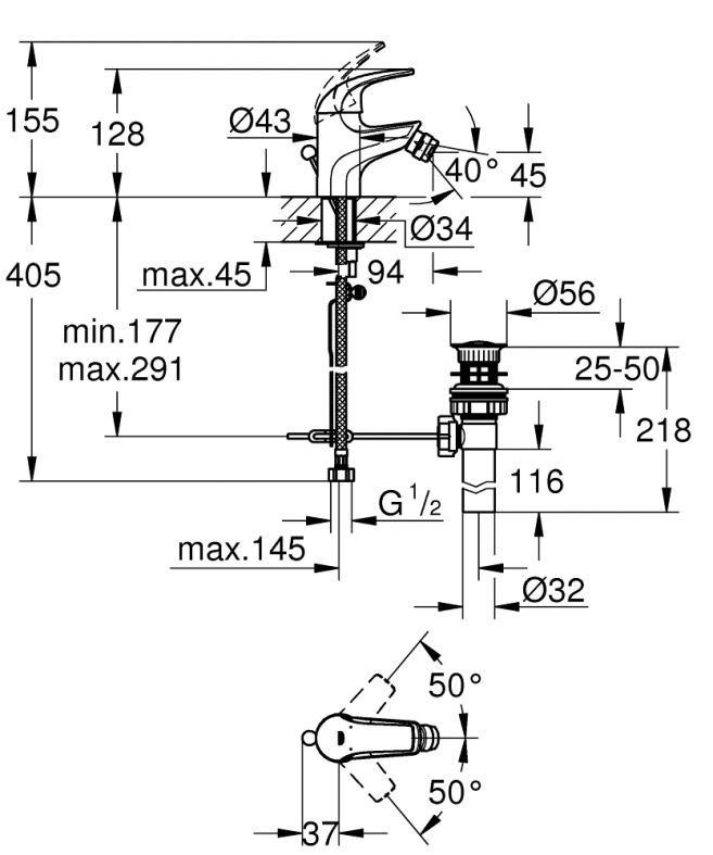 Змішувач для біде Grohe BauCurve хром 32849000