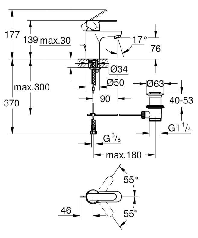 Змішувач для раковини Grohe Get хром 32883000