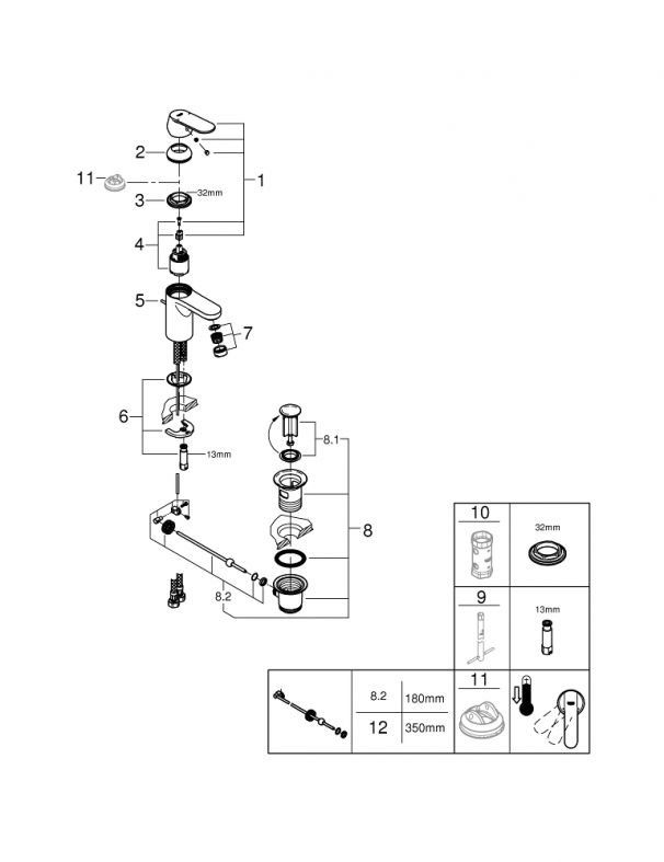 Змішувач для раковини Grohe Get хром 32883000