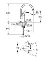 Змішувач для кухні Grohe Eurosmart New чорний матовий 332022433