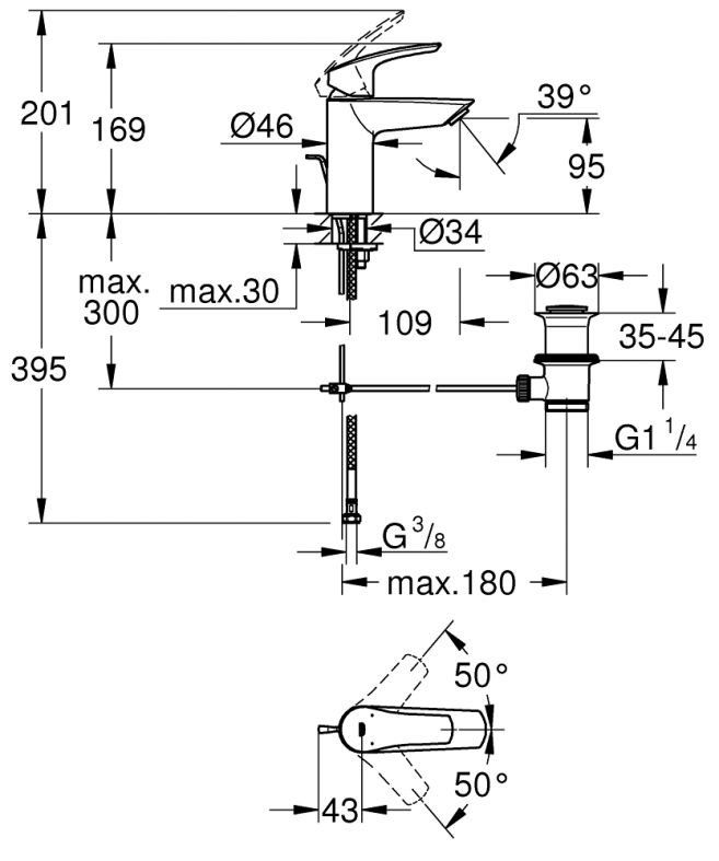 Смеситель для раковины Grohe Eurosmart New хром 33265003