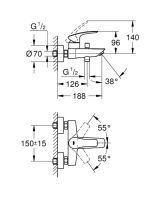 Змішувач для ванни Grohe Eurosmart New чорний матовий 333002433