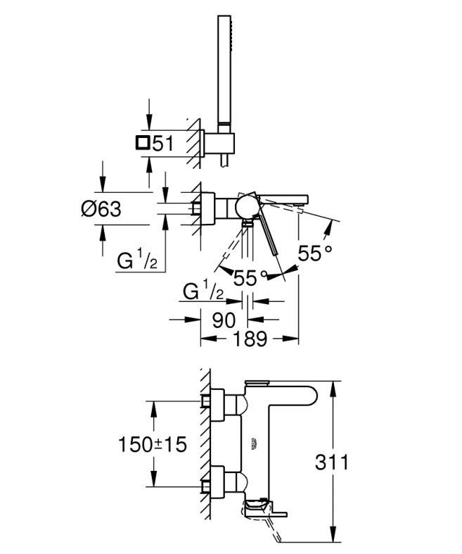 Змішувач для ванни Grohe Plus хром 33547003